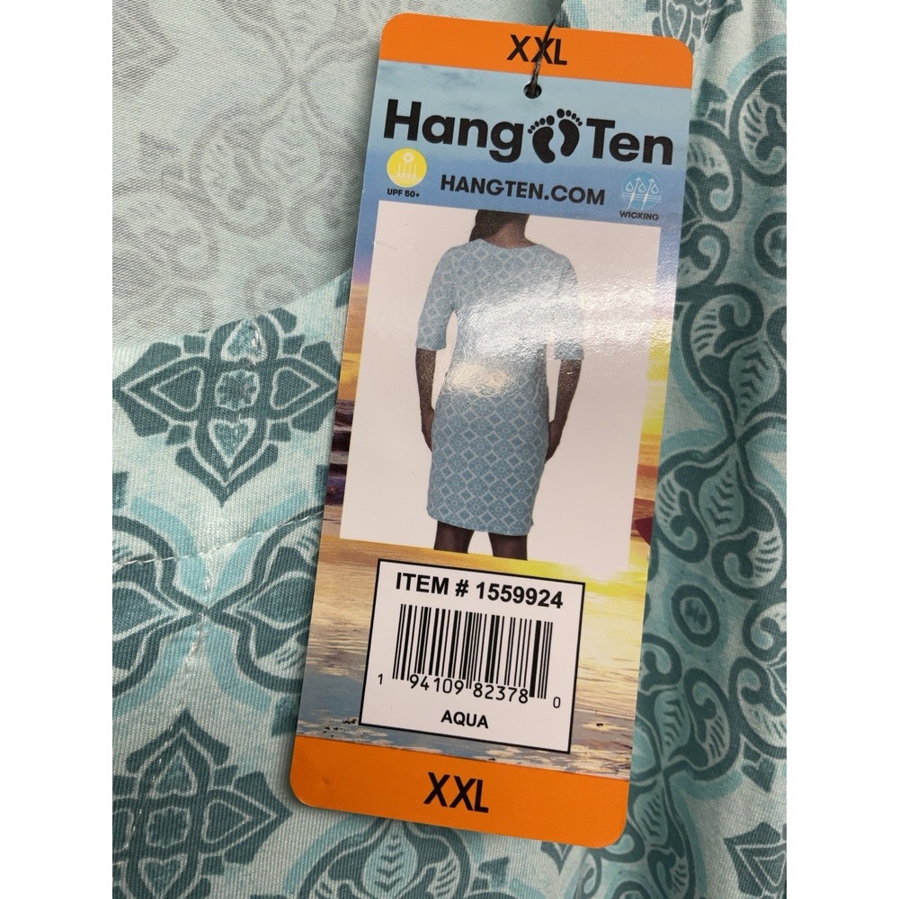 HANG TEN Women's 2XL Blue AQUA MEDALLION Sun Dress UPF 50+ Moisture Wicking NEW - Picture 5 of 9